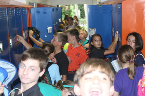 The seventh-grade hallway, pictured here, can be hard to navigate through according to some students.