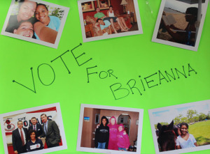 The poster for Brieanna Pauldo, running for president, hangs in the eighth-grade hallway.
