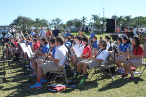 The Honor Band plays for those in attendance on Kennerly Field.