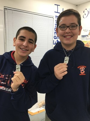 Alex Michelon (left) and Andrew Weisz finished first and second, respectively, in Dr. James' G period B.