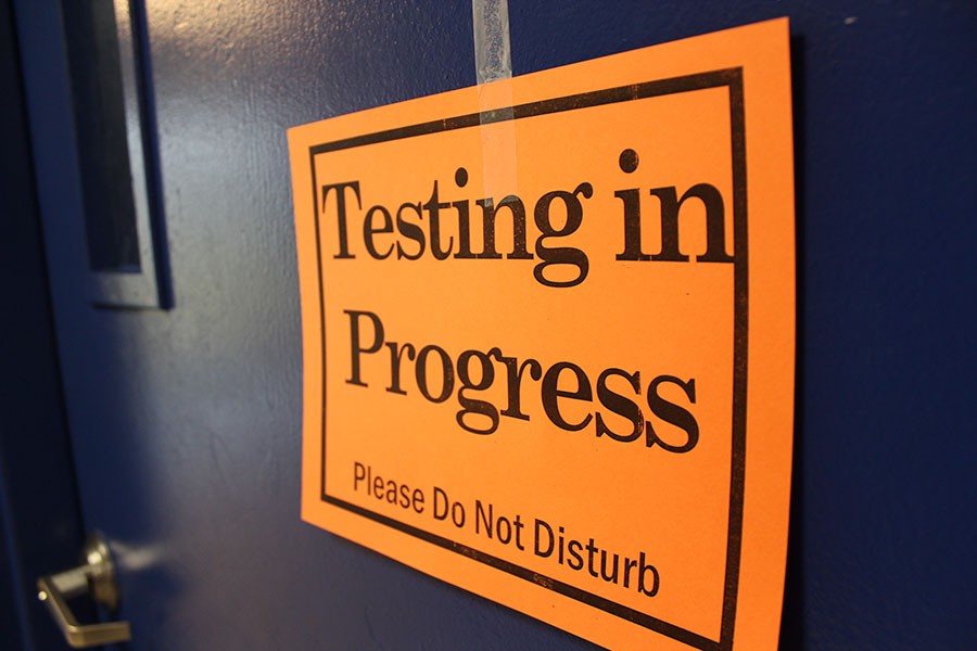 This sign outside Mr. DiGiovannis room indicates ERB testing is taking place inside.