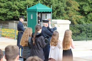 The Wreath Laying Essay Winners lay the Benjamin Wreath at Arlington National Cemetery.