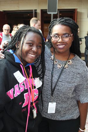 Danai Makoni (left) poses for a photo with her sister, who is currently a college student and Senate aid.