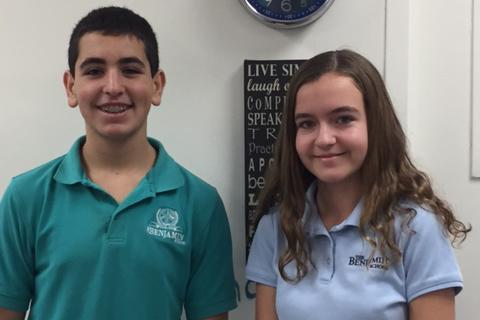 Alex Michelon (left) and Grace Myers were the last two standing in Mrs. Ponchocks B period class.