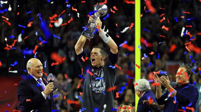 Tom Brady celebrates with the Lombardi Trophy after Super Bowl LI. Brady and the Patriots completed the greatest comeback in Super Bowl history.