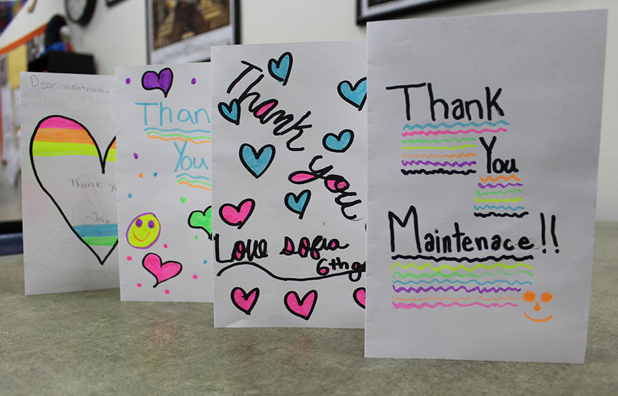 Mr. Crisafis advisees wrote thank you notes to the Maintenance Department for all they do, and for their hard work in cleaning up the campus after Hurricane Irma.