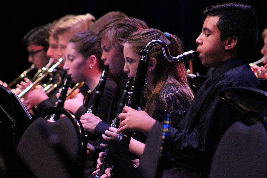 The Middle School Honor Band and Performance Ensemble perform during the WInter Music Festival on Dec. 8, 2017.