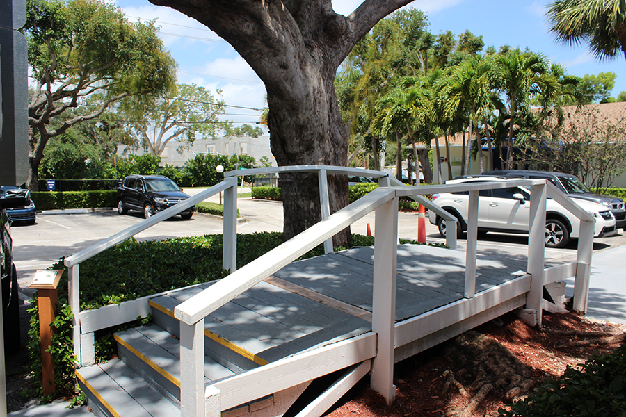 This bridge which resides over the bishopwood tree at Blue Dot, will be replaced by a bridge designed by eighth-grade students.