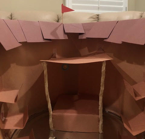Hannah Beams scale version of the Globe Theater is made primarily of construction paper and pipe cleaners. 