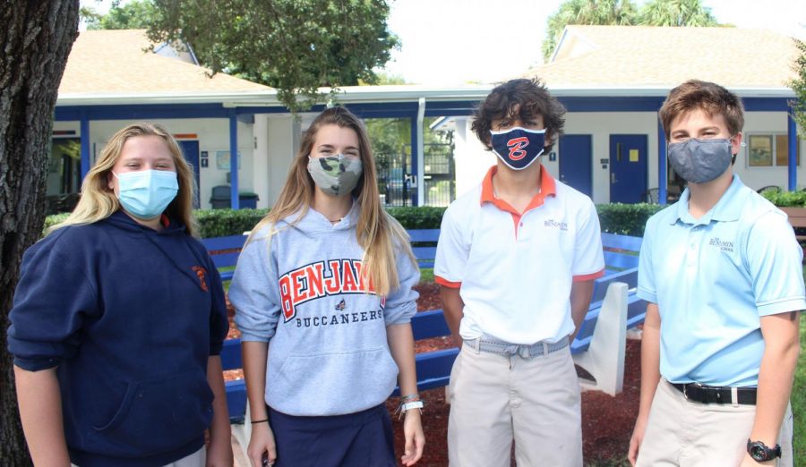 Eighth graders Rachel Haueisen (secretary), Ella Bailey (vice president), Scott Noble (president), and Chester Coles (treasurer) make up this years new slate of officers.