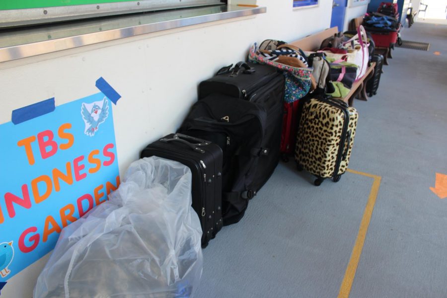 Luggage+lines+the+wall+outside+the+Buc+Caf%C3%A9+last+month+as+a+result+of+the+students+who+encouraged+families+to+donate+it+for+Friends+of+Foster+Care.+