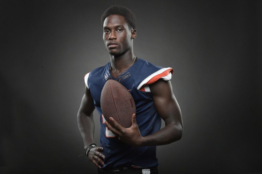 Kaiir Elam poses for The Sun Sentinel after being named the Palm Beach 5A-1A football defensive player of the year during the 2018 season.