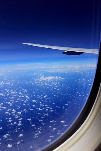 Here is a view of the sky from a airplane window.