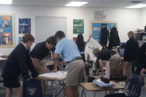 8th graders work during study hall to finish their history projects